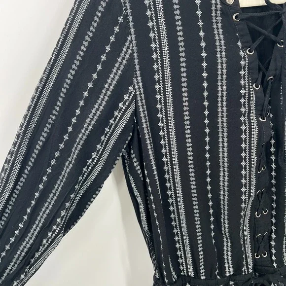 Paige poet tunic top black boho southwestern striped lightweight blouse M - Picture 4 of 11